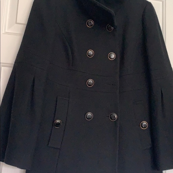 LOFT Black Wool Bell Sleeve Button Coat - Picture 2 of 10